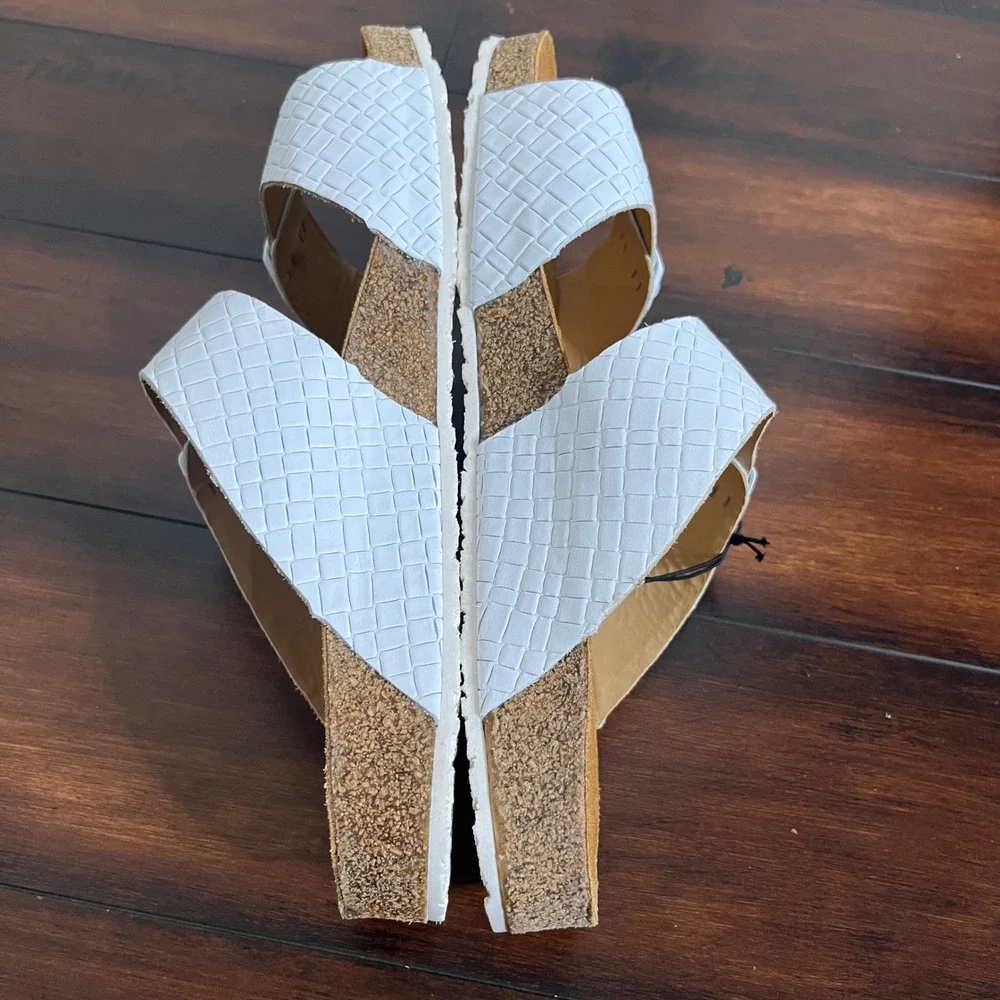 New Haflinger Men Bio Andrea Sandals White Intreccio Leather size EU 47‎ Comfort